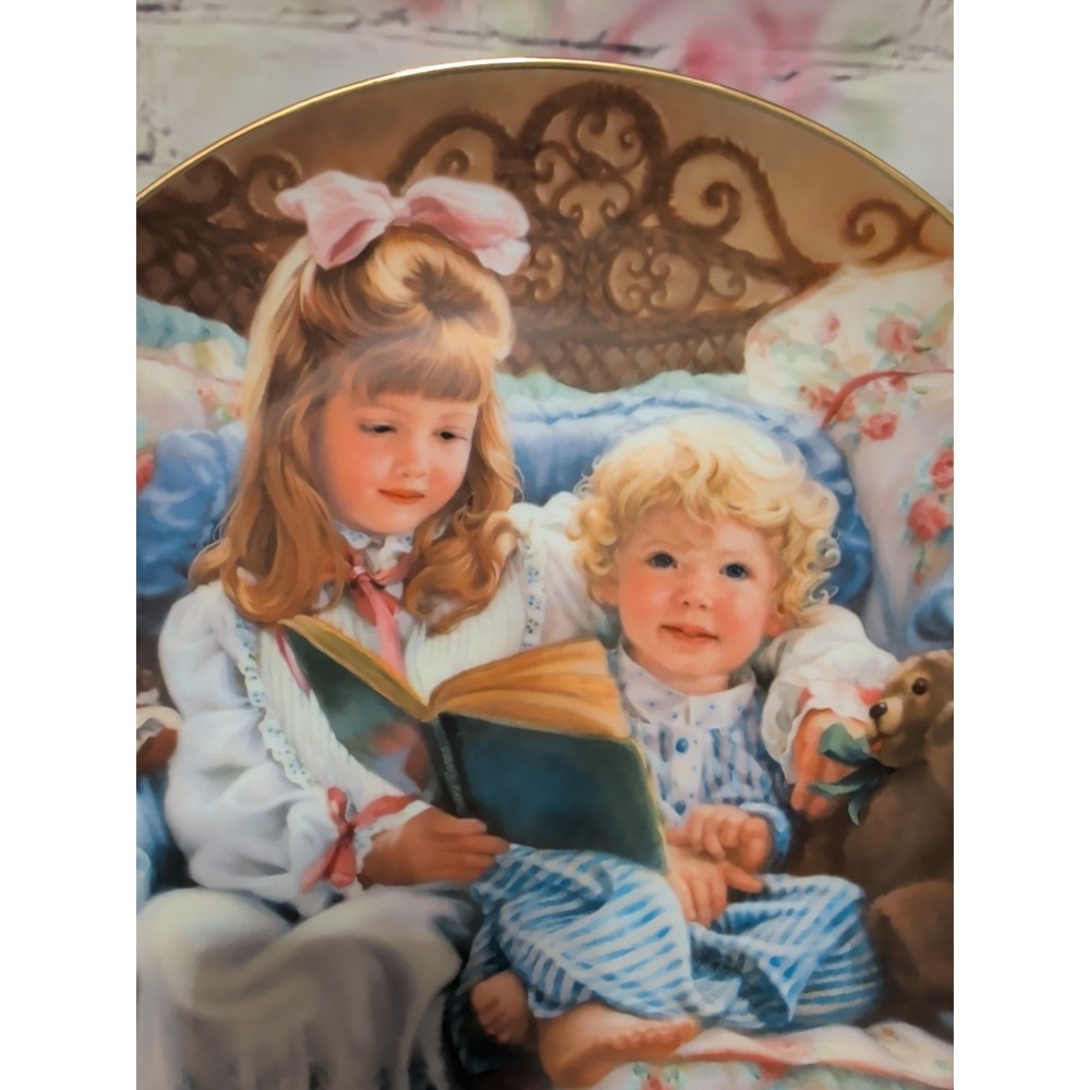 1987 RECO Night-Time Story Barefoot‎ Children Plate by Sandra Kuck Artist - Picture 4 of 4